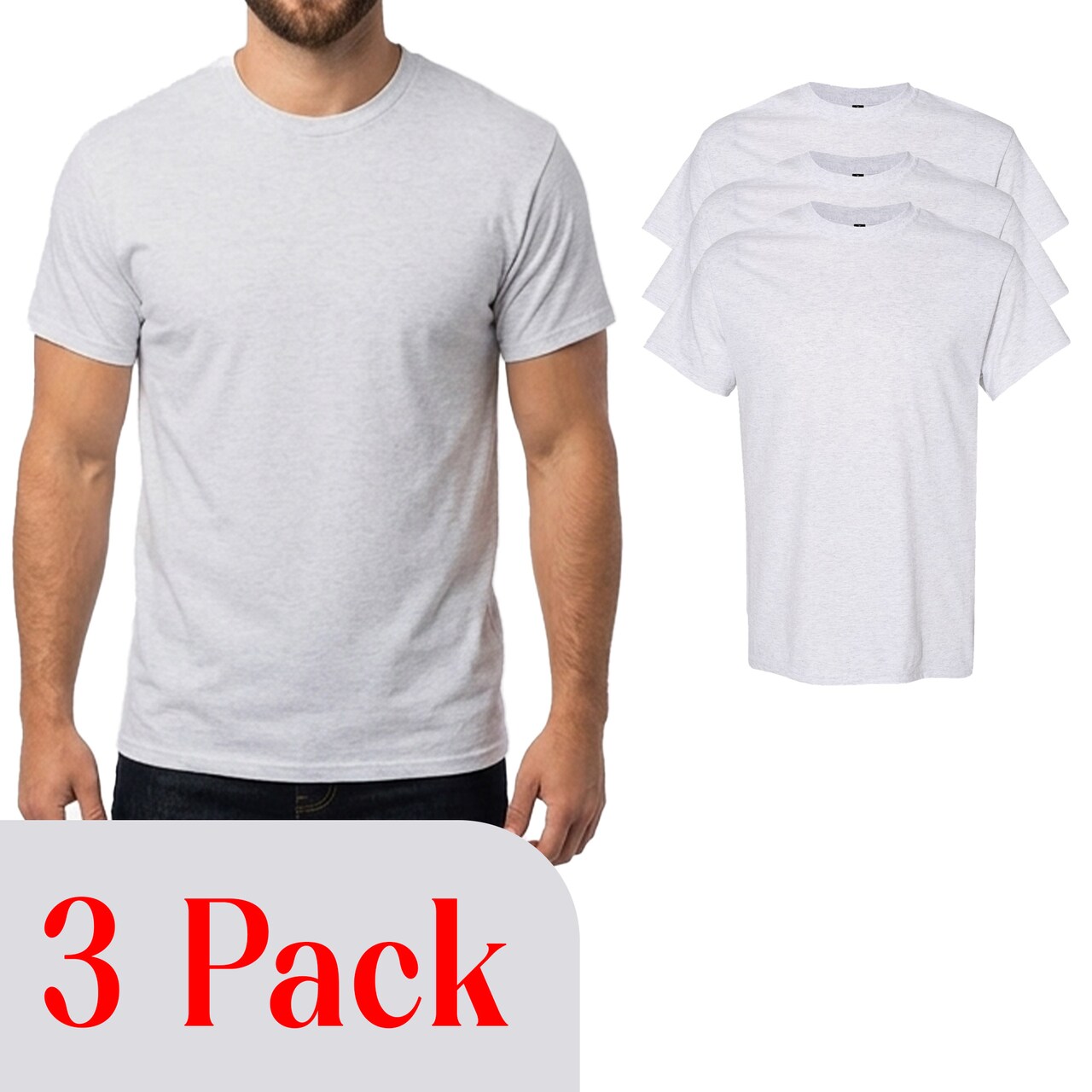 Gildan Heavy Cotton T-Shirts for Crafting, Multi-Pack Choices Ash DIY Project Bundle